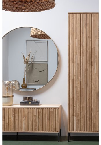 WOOOD Doutzen veggspeil, rundt - speilglass og gullstl (115)