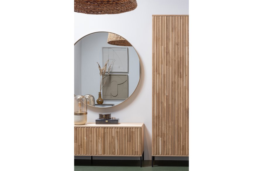 WOOOD Doutzen veggspeil, rundt - speilglass og gullstl (115)