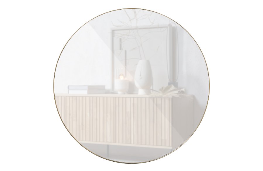 WOOOD Doutzen veggspeil, rundt - speilglass og gullstl (115)