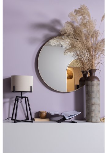 WOOOD Doutzen veggspeil, rundt - speilglass og gullstl (80)