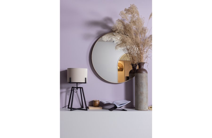 WOOOD Doutzen veggspeil, rundt - speilglass og gullstl (80)