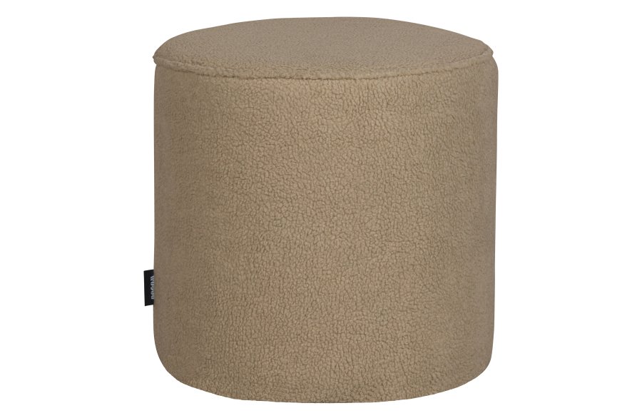 WOOOD Sara hy puff, rund - ekte polyester teddystoff (46)