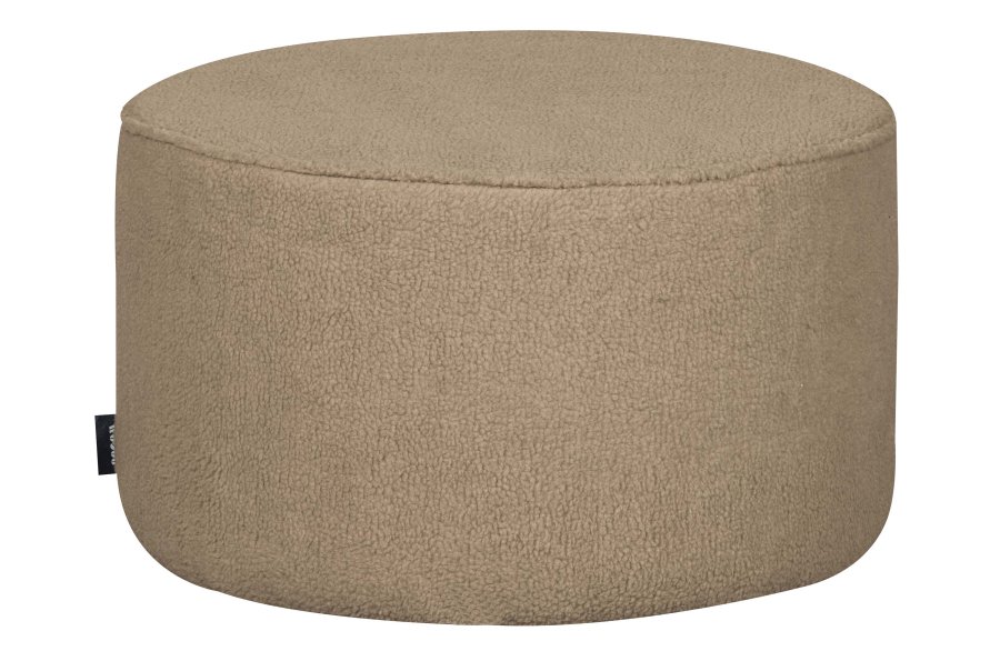 WOOOD Sara lav puff, rund - ekte polyester teddystoff (60)