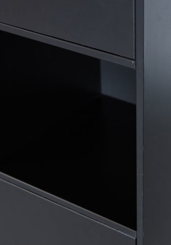 WOOOD EXCLUSIVE Fincaskap, rundt, venstre, m. 2 trykk for  pne drer og hyller - svart furu