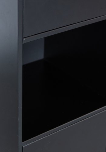 WOOOD EKSKLUSIV Finca skap, rundt, hyre, m. 2 trykk for  pne drer og hyller - svart furu