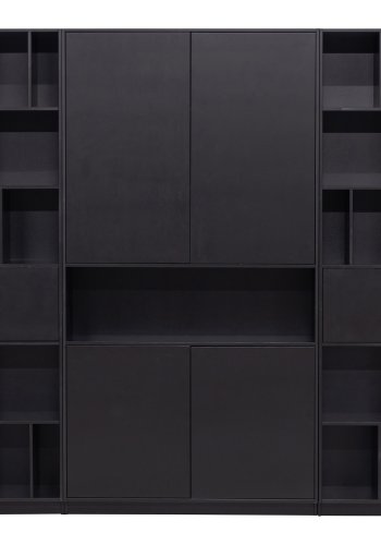 WOOOD EKSKLUSIV Finca skap, rundt, hyre, m. 2 trykk for  pne drer og hyller - svart furu