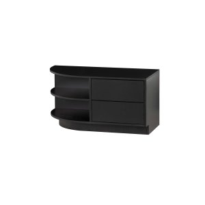 WOOOD EXCLUSIVE Finca TV-skp, rund, vänster, w. 2 tryck för att öppna ldor och 1 hylla - svart furu