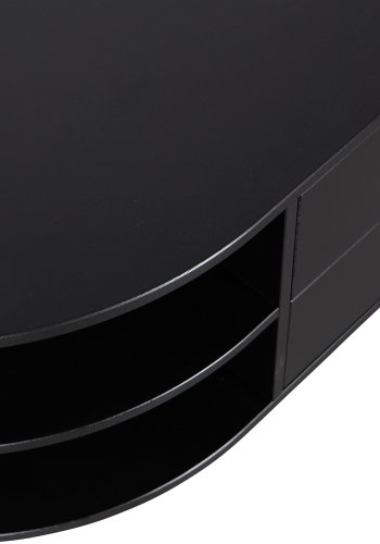 WOOOD EXCLUSIVE Finca TV-skap, rundt, venstre, m. 2 trykk for  pne skuffer og 1 hylle - svart furu