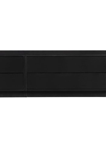 WOOOD EXCLUSIVE Finca TV-skap, rundt, venstre, m. 2 trykk for  pne skuffer og 1 hylle - svart furu