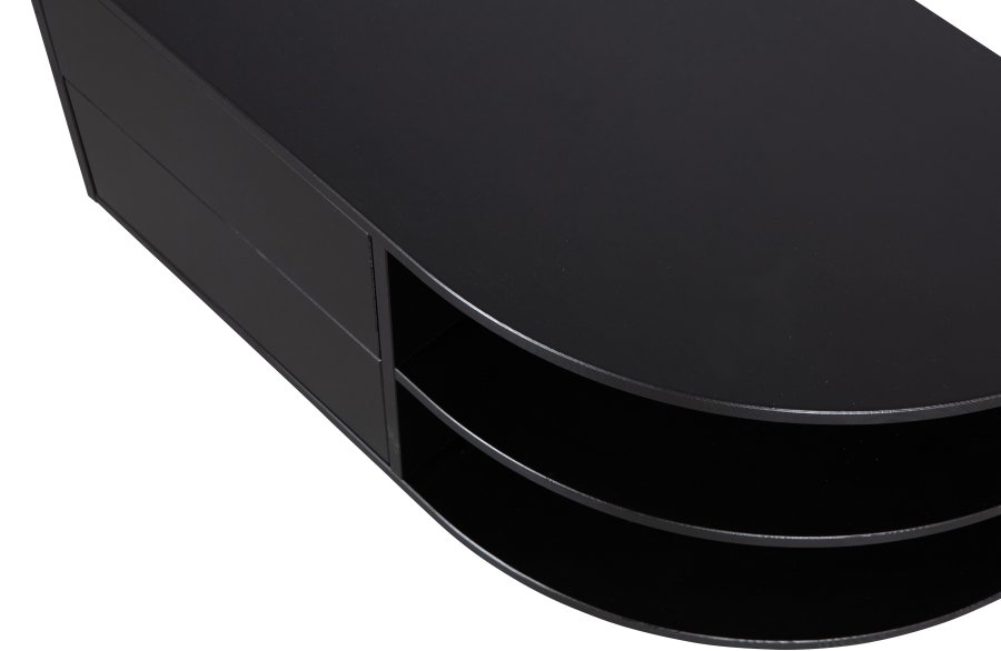 WOOOD EXCLUSIVE Finca TV-skap, rundt, hyre, m. 2 trykk for  pne skuffer og 1 hylle - svart furu