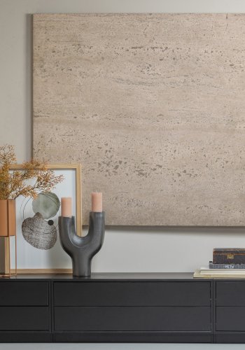 WOOOD EXCLUSIVE Finca TV-skap, rundt, hyre, m. 2 trykk for  pne skuffer og 1 hylle - svart furu