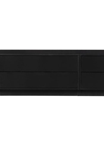 WOOOD EXCLUSIVE Finca TV-skap, rundt, hyre, m. 2 trykk for  pne skuffer og 1 hylle - svart furu