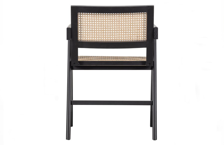 WOOOD EKSKLUSIV Gunn spisebordstol, m. armlener - naturrotting og sort furu