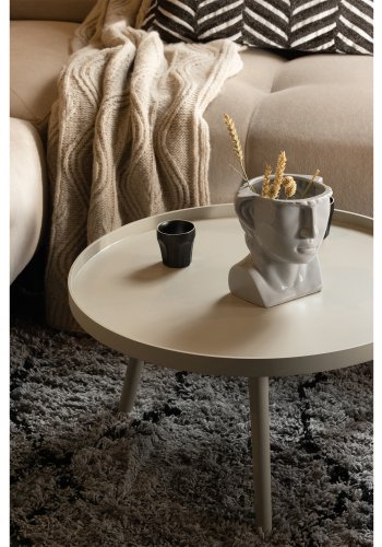 TRE Mesa sidebord L, rundt - beige MDF og furu (60)