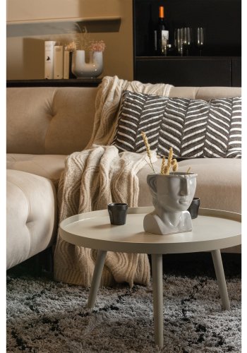 TRE Mesa sidebord L, rundt - beige MDF og furu (60)