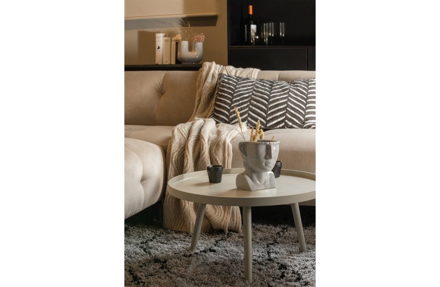 TRE Mesa sidebord L, rundt - beige MDF og furu (60)