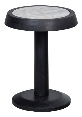 TRE EKSKLUSIVT Nanne sidebord, rundt - marmor og svart mangotre (36)