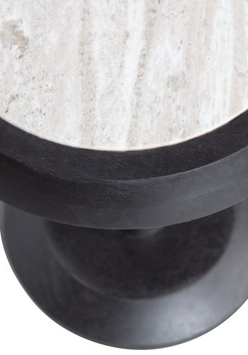 TRE EKSKLUSIVT Nanne sidebord, rundt - marmor og svart mangotre (36)