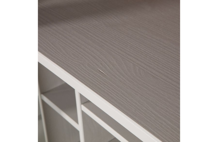 WOOOD James vitrineskab, m. 4 skydelger - glas, tgegr fyrretr og valnddeprint