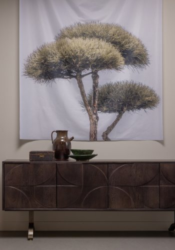 WOOOD Collection skjenk, m. 4 drer, 2 hyller og 3D-mnster - valnttfarget mangotre (180x40)