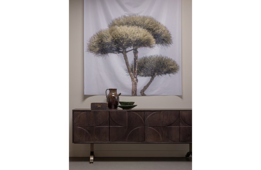 WOOOD Collection skjenk, m. 4 drer, 2 hyller og 3D-mnster - valnttfarget mangotre (180x40)