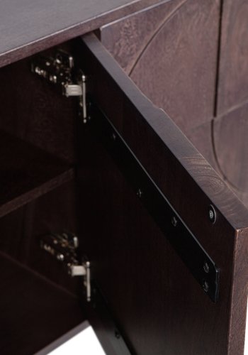 WOOOD Collection skjenk, m. 4 drer, 2 hyller og 3D-mnster - valnttfarget mangotre (180x40)