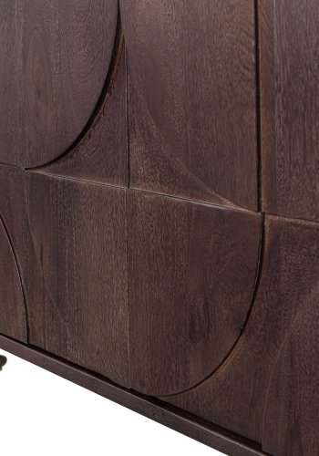 WOOOD Collection skjenk, m. 4 drer, 2 hyller og 3D-mnster - valnttfarget mangotre (180x40)