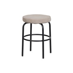 WOOOD EXCLUSIVE Tris taburet, m. fodsttte - sand mikrofiber lder og sort metal (38)