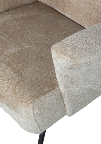 WOOOD Muse lenestol, med armlener - naturlig polyester og sort metall