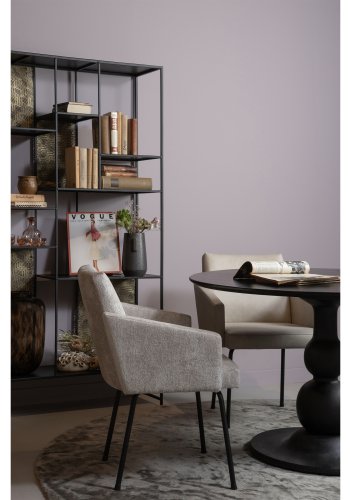 WOOOD Monter spisebordsstol, med armlener - naturlig polyester og sort metall