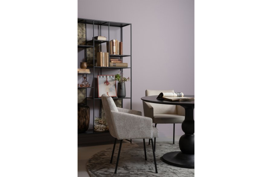 WOOOD Monter spisebordsstol, med armlener - naturlig polyester og sort metall