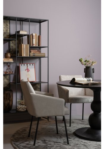 WOOOD Monter spisebordsstol, med armlener - naturlig polyester og sort metall