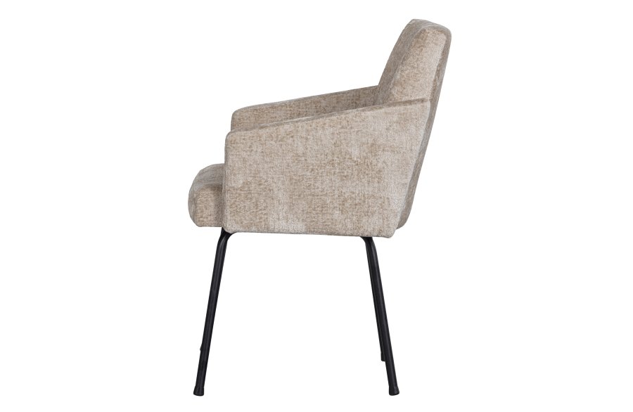 WOOOD Monter spisebordsstol, med armlener - naturlig polyester og sort metall