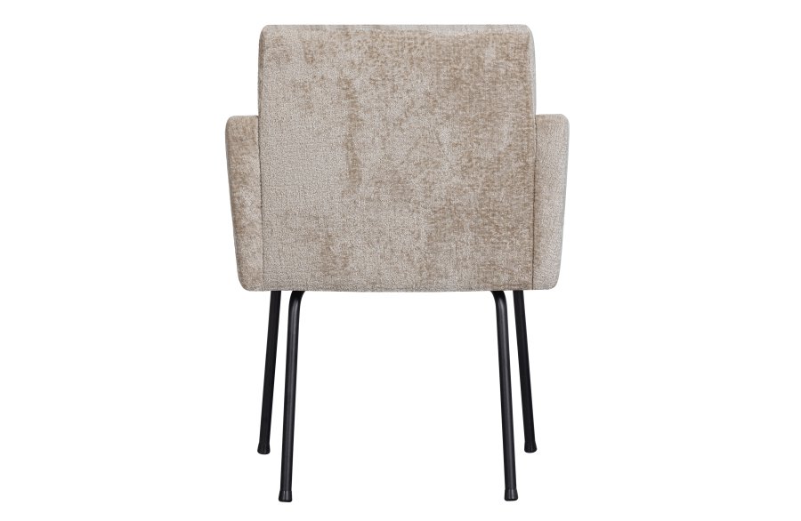 WOOOD Monter spisebordsstol, med armlener - naturlig polyester og sort metall