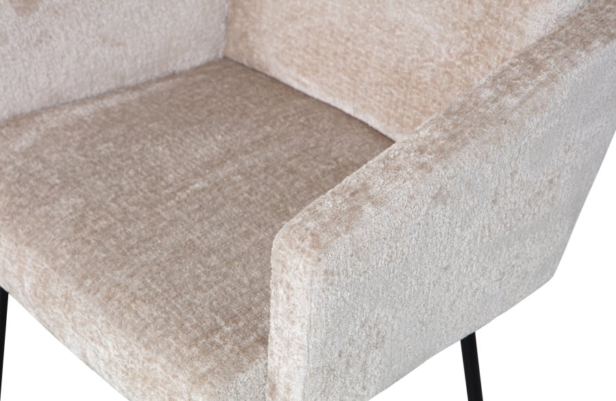 WOOOD Monter spisebordsstol, med armlener - naturlig polyester og sort metall