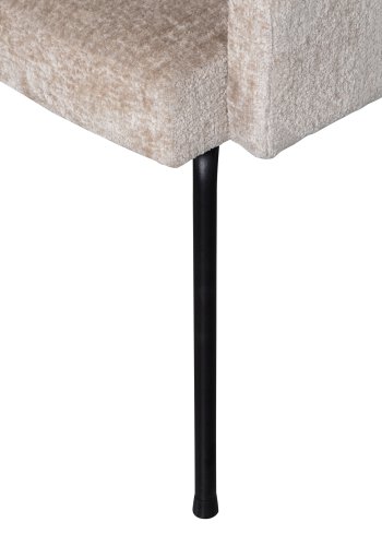 WOOOD Monter spisebordsstol, med armlener - naturlig polyester og sort metall