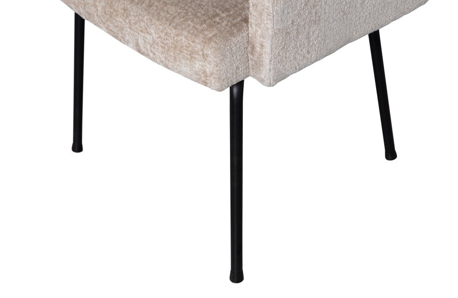 WOOOD Monter spisebordsstol, med armlener - naturlig polyester og sort metall