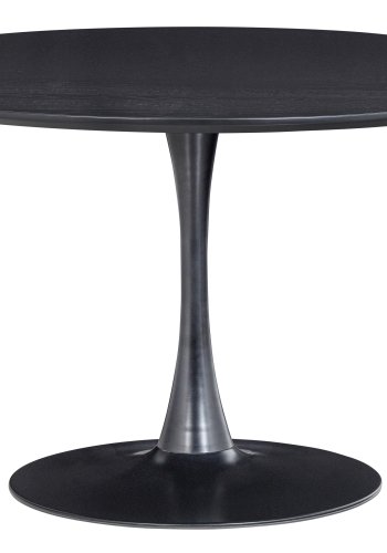 TRE EKSKLUSIVT Sammy spisebord, rundt - svart MDF og trompetunderstell i stl (120)