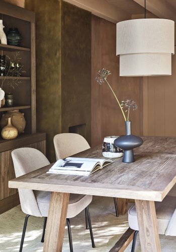 WOOOD Vogue spisebordstol - ekte polyester/viscose stoff og svart metall