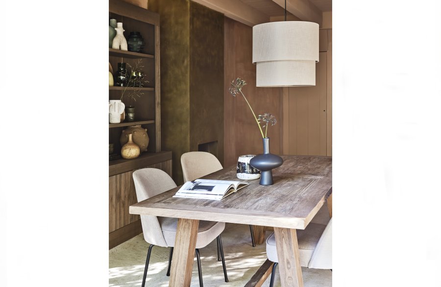 WOOOD Vogue spisebordstol - ekte polyester/viscose stoff og svart metall