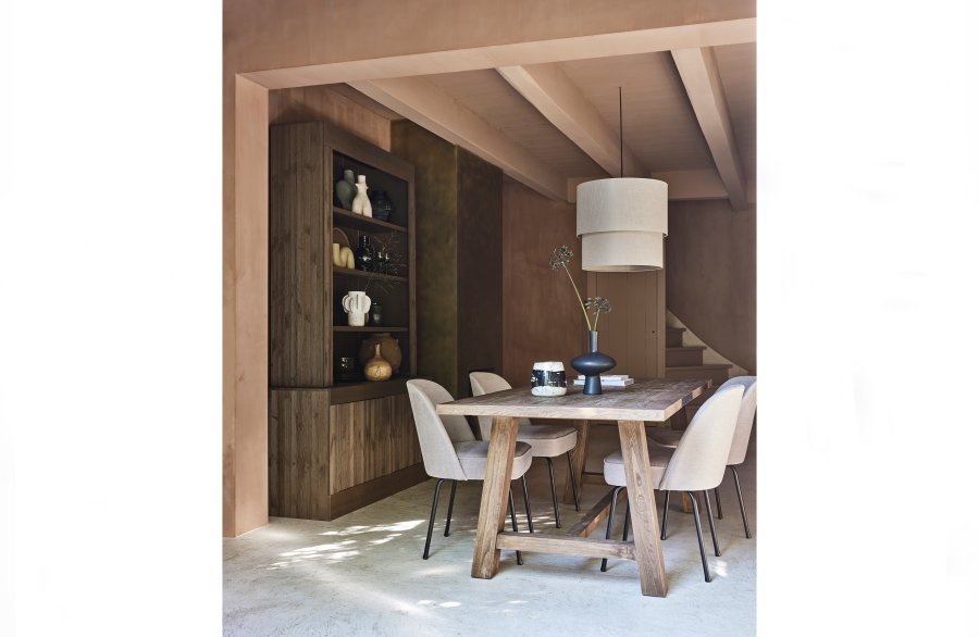 WOOOD Vogue spisebordstol - ekte polyester/viscose stoff og svart metall