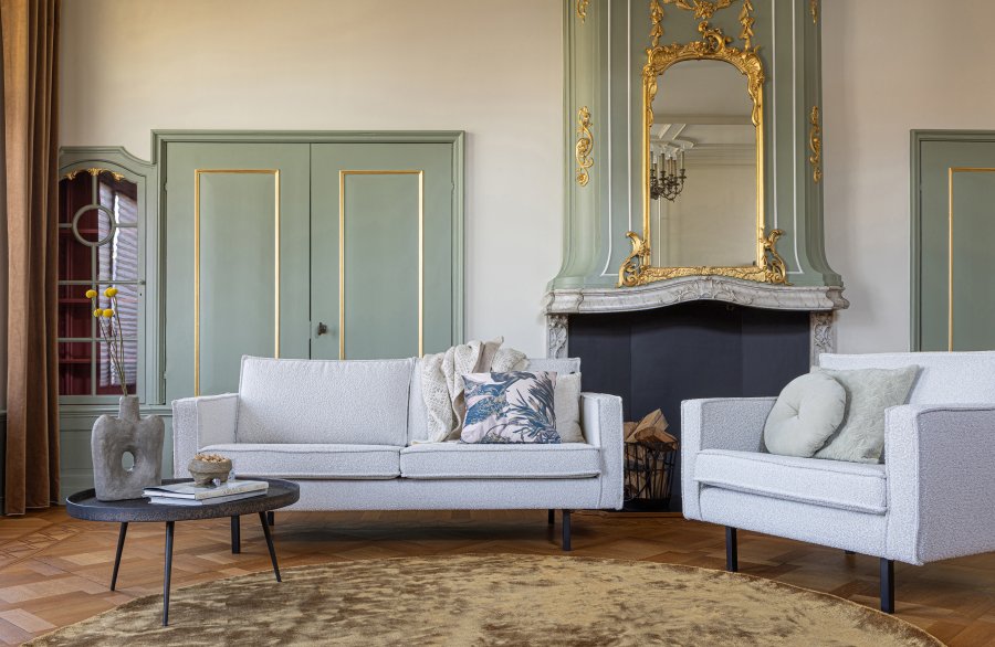 WOOOD Rodeo 2,5 pers. sofa - naturlig bouclé polyester og metall