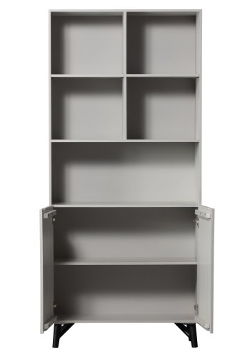 WOOOD Carved reol, m. 2 lger og 6 hylder - tgegr mangotr og fyrretr(H:200cm x90cm x 37cm)