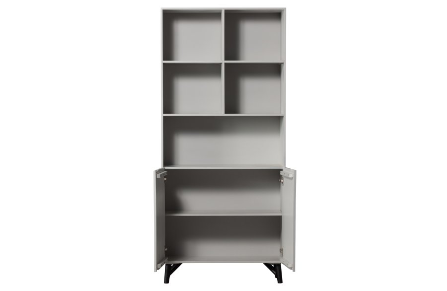 WOOOD Carved reol, m. 2 lger og 6 hylder - tgegr mangotr og fyrretr(H:200cm x90cm x 37cm)