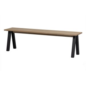 WOOOD Tablo spisebordsbnk, rektangulr - natur egetr og Utrecht ben i metal (160x35)