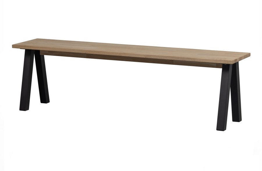 WOOOD Tablo spisebenk, rektangulr - naturlig eik og metall Utrecht-ben (160x35)