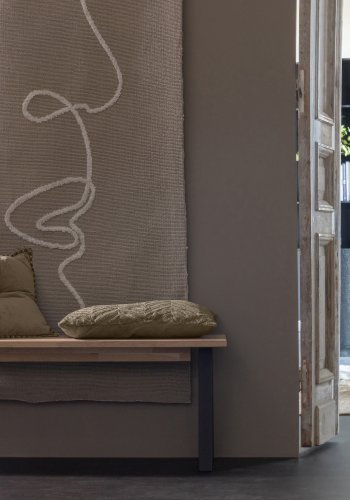 WOOOD Tablo spisebenk, rektangulr - naturlig eik og metall Utrecht-ben (160x35)