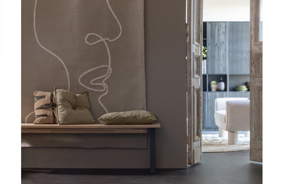 WOOOD Tablo spisebenk, rektangulr - naturlig eik og metall Utrecht-ben (160x35)