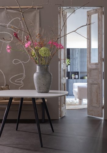 WOOOD Tablo spisebenk, rektangulr - naturlig eik og metall Utrecht-ben (160x35)