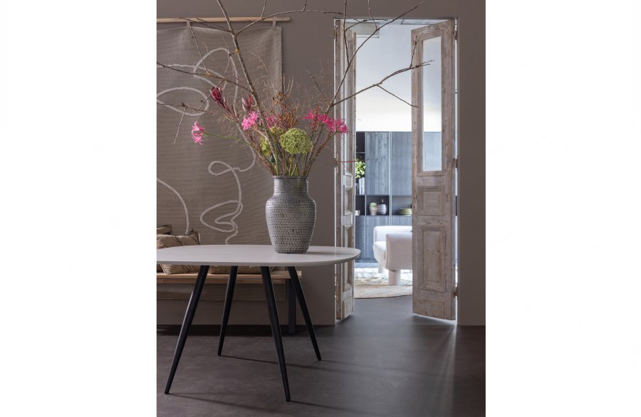 WOOOD Tablo spisebenk, rektangulr - naturlig eik og metall Utrecht-ben (160x35)